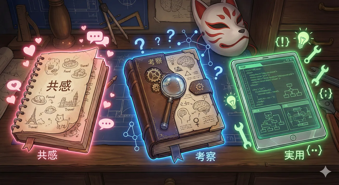 世の中のブログを考察していると、「自分の趣味」「考察ガチ勢」「他人への情報発信」の３つのタイプに分けられる気がする
