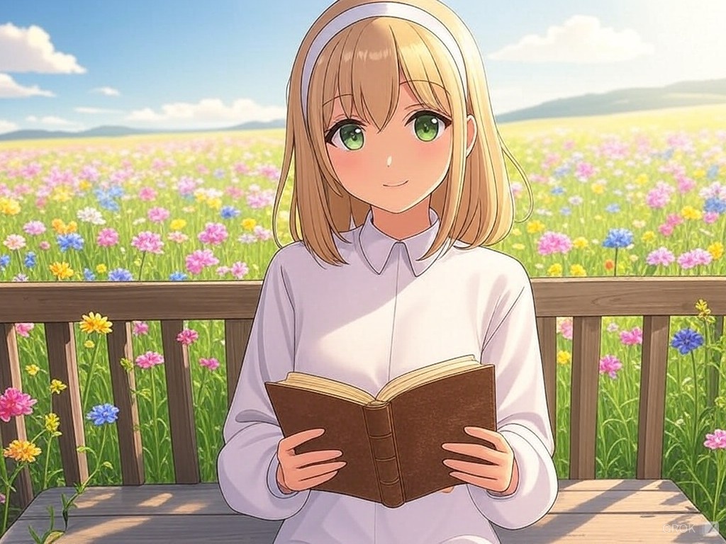 お花畑の本読み私服アンネ