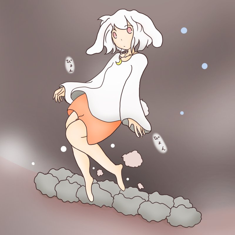 人気イラスト: 十六夜のお月さま みてはねる。